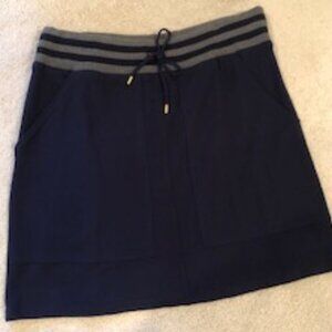 Lacoste Sport Collection Knit Skirt Drawstring Waist Lg Pockets Navy Gray Sz 42